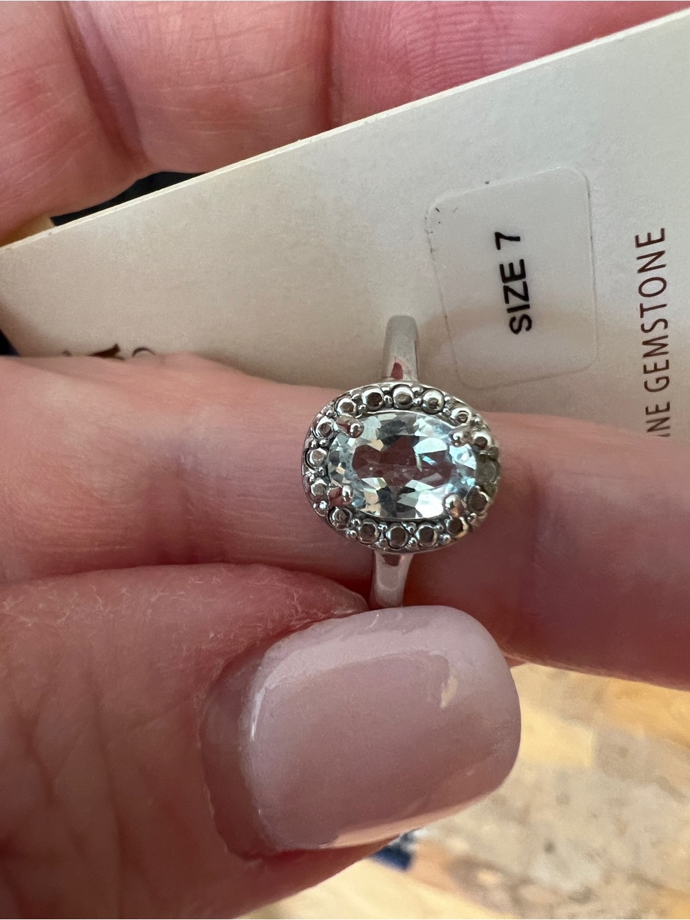 Victoria Townsend Sterling Silver Blue Topaz Oval Halo Ring